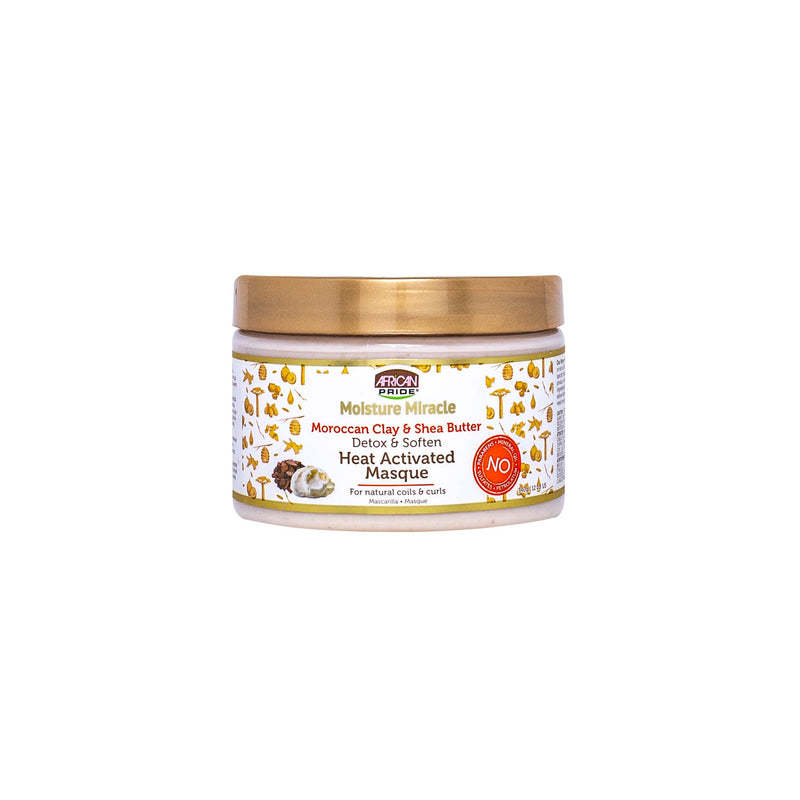 AFRICAN PRIDE MOISTURE MIRACLE CLAY & SHEA HEAT - ACTIVATED - MASQUE CAPILLAIRE-monssoin