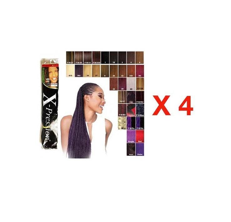 Pack 4 Paquets X-Pression Mèches Extensions Cheveux Synthétiques - Couleur 1B-monssoin